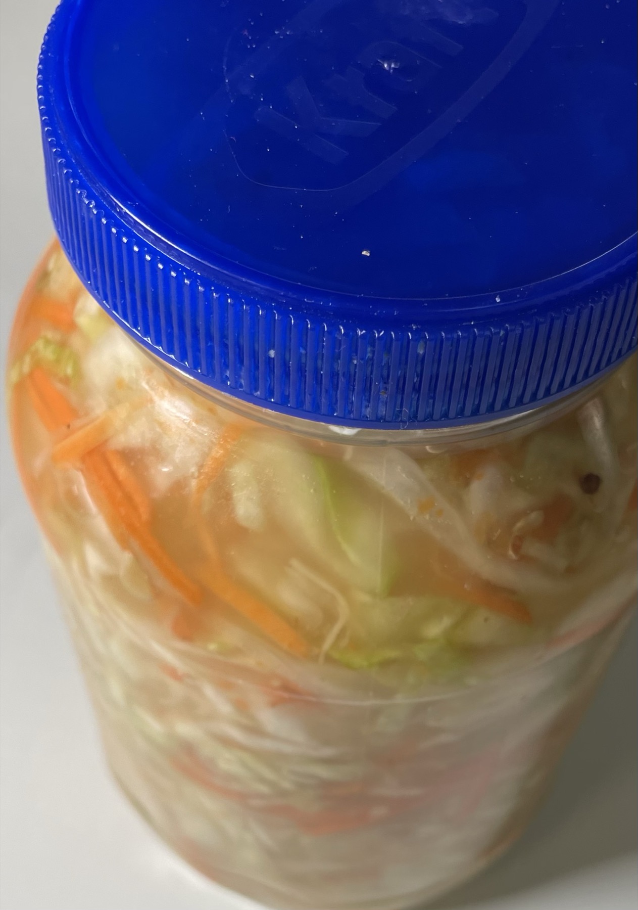 A fresh jar of authentic Haitian pikliz